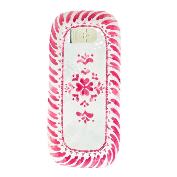 ARTISAN DE LUXE Pink White Melamine Oblong Serving Tray Platter 7 x 15 NEW - Picture 3 of 13